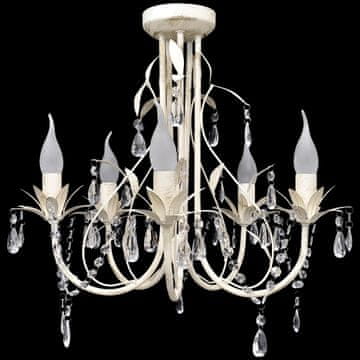 Vidaxl Lestenec, eleganten, bel, domišljijske oblike, 5 žarnic