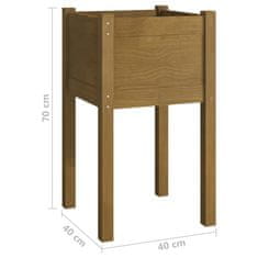 Vidaxl Vrtno cvetlično korito medeno rjavo 40x40x70 cm trdna borovina