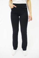 Komfi Ženske bombažne hlače z žepi - tanek material, črna, 48
