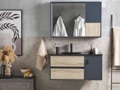 Beliani Komplet kopalniškega pohištva z ogledalom, omarica 100 cm, svetel les / siva TERUEL