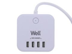 Well prenapetostna zaščita EXTS-3S3M-USB4-WL, 3x vtičnica 230V + 4x USB, 16A, 3680W, 3m