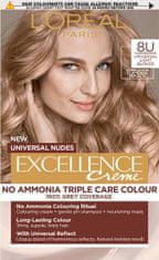 Loreal Paris Excellence Universal Nudes barva za lase, 8U Light Blonde