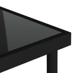 Vidaxl Vrtna jedilna miza črna 80x80x72 cm steklo in jeklo