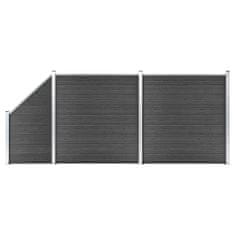 Greatstore Komplet ograjnih panelov WPC 446x(105-186) cm črn