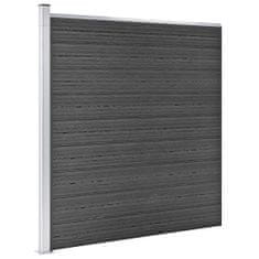 Greatstore Komplet ograjnih panelov WPC 1657x(105-186) cm črn