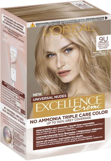 Loreal Paris Excellence Universal Nudes barva za lase, 9U Blonde