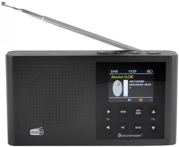 sodoben radijski sprejemnik soundmaster DAB165SW dober zvok fm dab plus tuner napajanje baterije osvetlitev zaslona izhod za slušalke funkcija spanja zatemnitev zaslona