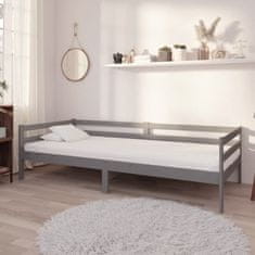 Vidaxl Dnevna postelja z vzmetnico 90x200 cm siva trdna borovina