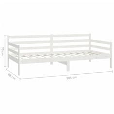 Greatstore Dnevna postelja z vzmetnico 90x200 cm bela trdna borovina