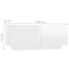 Vidaxl TV omarica visok sijaj bela 100x35x40 cm iverna plošča