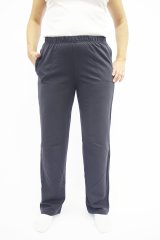 Komfi Ženske bombažne klasične hlače z žepi, temno siva, 54