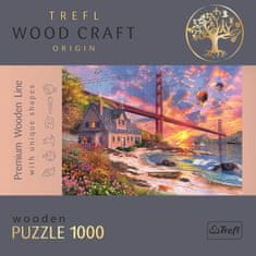 Trefl Wood Craft Origin sestavljanka Sončni zahod nad Golden Gate 1000 kosov