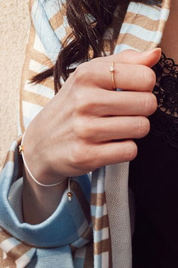 Troli Pozlačen zvit jekleni prstan z prozornim cirkonom iz roza zlata