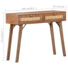 Vidaxl Konzolna mizica 100x35x76 cm trden mangov les