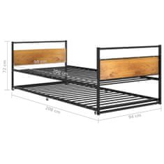 shumee Izvlečni posteljni okvir črn iz kovine 90x200 cm