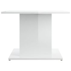 shumee Klubska mizica visok sijaj bela 55,5x55,5x40 cm iverna plošča