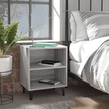 Vidaxl vidaXL Nočna omarica s kovinskimi nogami siva sonoma hrast 40x30x50 cm