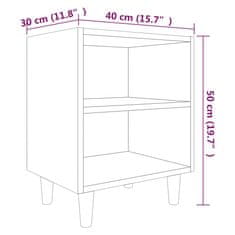 Vidaxl Nočna omarica z lesenimi nogami 2 kosa siva sonoma 40x30x50 cm