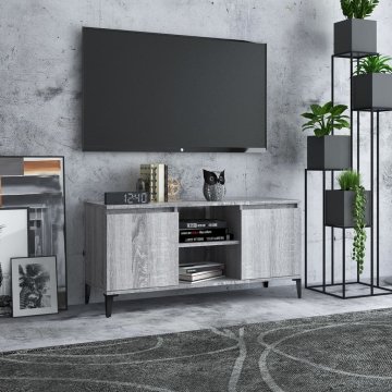 Vidaxl vidaXL TV omarica, kovinske noge, siva sonoma hrastova barva, 103,5 x 35 x 50 cm