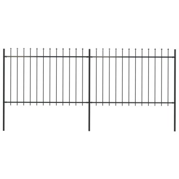 Vidaxl Vrtna ograja s suličastim vrhom jeklo 337x120 cm črna