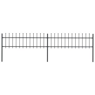 Vidaxl Vrtna ograja s suličastim vrhom jeklo 337x60 cm črna