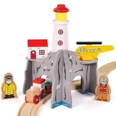 Bigjigs Rail Bigjigs Železniški predor z svetilnikom in heliportom