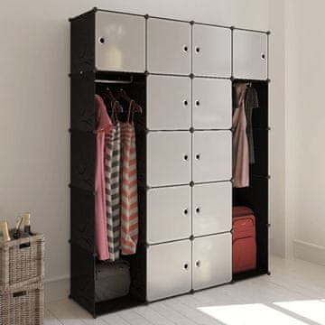 Vidaxl vidaXL Modularna garderobna omara s 14 predelki črno-bela
