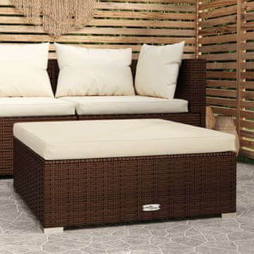 Vidaxl vidaXL Vrtni stolček z blazino 70x70x30 cm poli ratan rjave barve