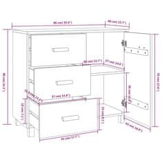 Greatstore Komoda medeno rjava 90x40x80 cm trdna borovina