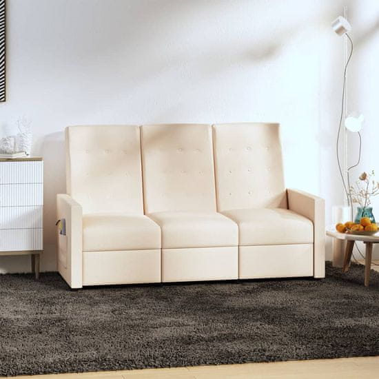 Greatstore Masažni trosed krem iz blaga