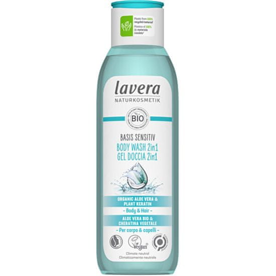 Lavera Gel za prhanje telesa in las z nevtralnim naravnim vonjem za suho in občutljivo kožo 2 v 1 Basis sen