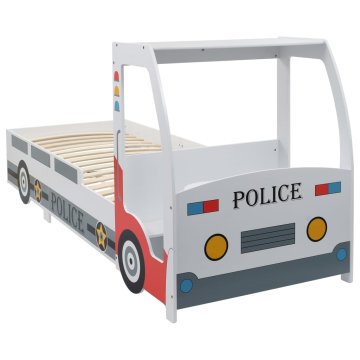 Vidaxl Otroška postelja z mizo policijski avtomobil 90x200 cm