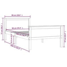 Vidaxl Posteljni okvir trdna borovina 90x200 cm