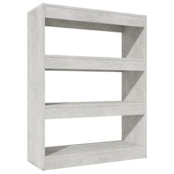 Vidaxl Knjižna omara/pregrada betonsko siva 80x30x103 cm