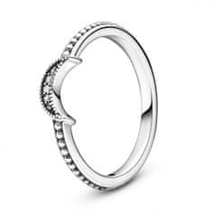 Pandora Bleščeč srebrn prstan s kamni v obliki polmeseca 199156C01 (Obseg 54 mm)