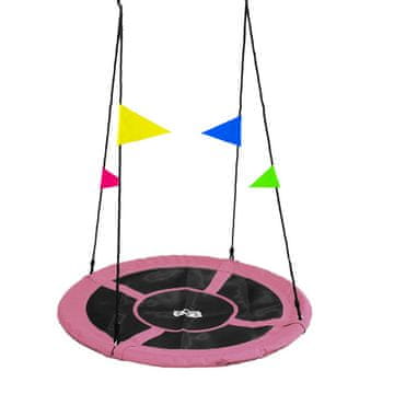 Aga Viseči gugalni obroč 120 cm Roza z zastavicami