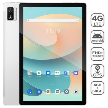 Blackview TAB 12 tablični računalnik, 4G-LTE, 4GB in 64GB, priložen ovitek, srebrn