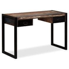 Vidaxl Miza z 2 predaloma iz trdnega predelanega lesa 120x50x76 cm