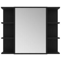 Greatstore Kopalniška omarica z ogledalom črna 80x20,5x64 cm iverna plošča