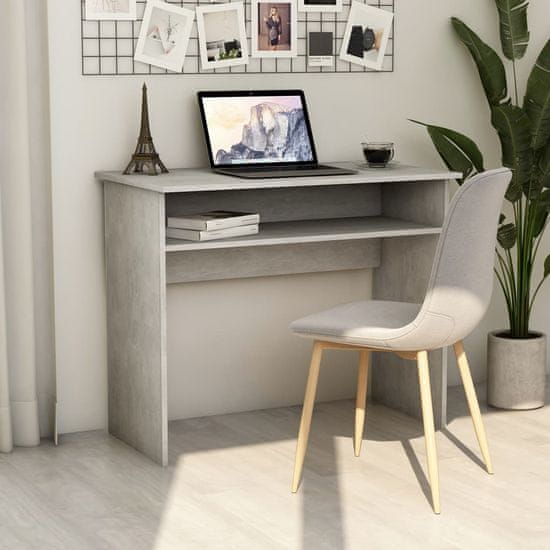 Vidaxl Pisalna miza betonsko siva 90x50x74 cm iverna plošča