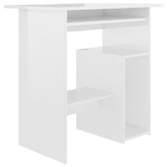 Vidaxl Pisalna miza visok sijaj bela 80x45x74 cm iverna plošča