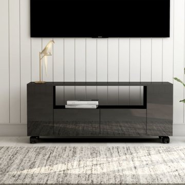 Vidaxl TV omarica visok sijaj siva 120x35x43 cm iverna plošča
