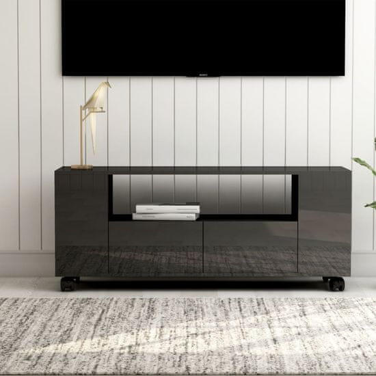 Vidaxl TV omarica visok sijaj siva 120x35x43 cm iverna plošča