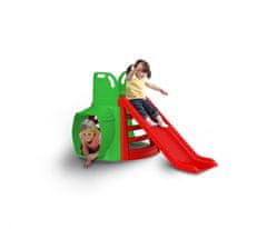 Doloni Tobogan s tunelom 130 cm Zelena-rdeča