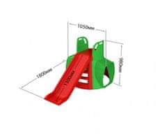 Doloni Tobogan s tunelom 130 cm Zelena-rdeča