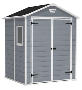 KETER MANOR Vrtna Skladiščna Hiška 6x5 - Siva/Bela, Ventilirana, 226cm