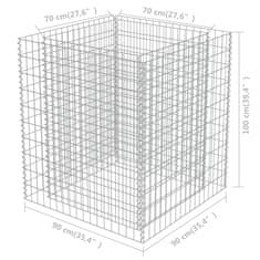 Vidaxl Visoka greda gabion pocinkano jeklo 90x90x100 cm