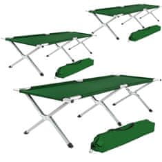 tectake 3 postelje za taborjenje, izdelane iz aluminija Zelena