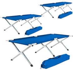 tectake 3 postelje za taborjenje, izdelane iz aluminija Modra