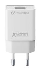 CellularLine hišni polnilec USB, 15 W, bel (ACHSMUSB15WW)